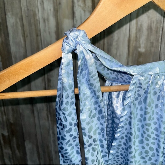 Miss Sparkling Blue High Neck Sleeveless Blouse - Picture 3 of 4